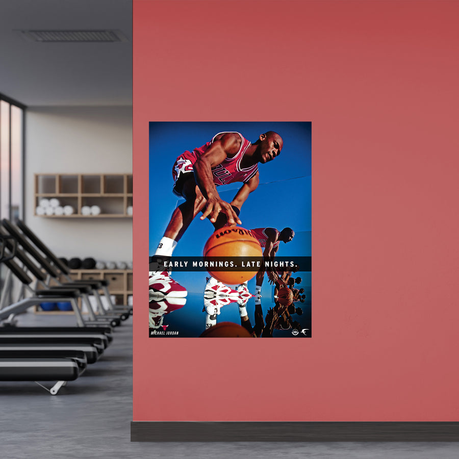 Michael Jordan - Dribble - Motivational - Peel & Stick Poster - Official NBA - Chicago Bulls - Reusable Vinyl Wall Decal