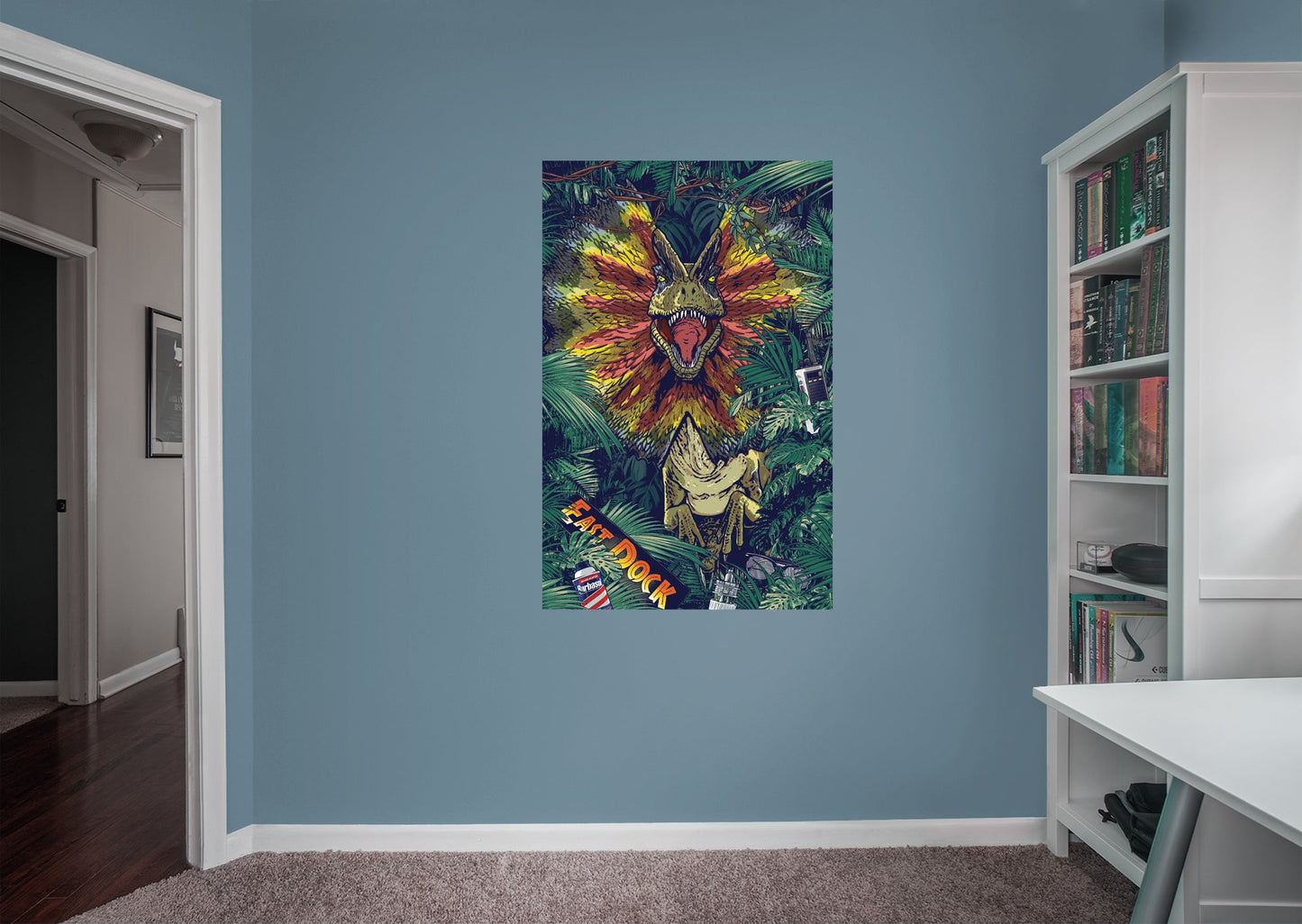 Jurassic Park:  Dilophosaurus Mural        - Officially Licensed NBC Universal Removable     Adhesive Decal