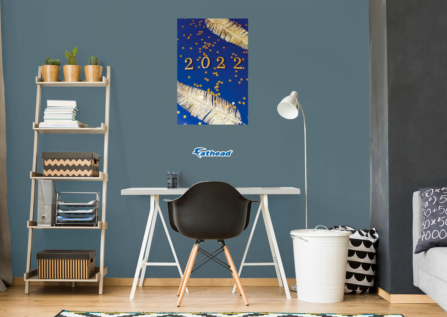 New Year: Golden Feathers Poster - Removable Adhesive Decal