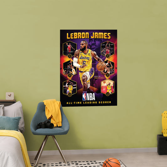 Los Angeles Lakers: LeBron James  All-Time Scoring Leader Poster        - Officially Licensed NBA Removable     Adhesive Decal