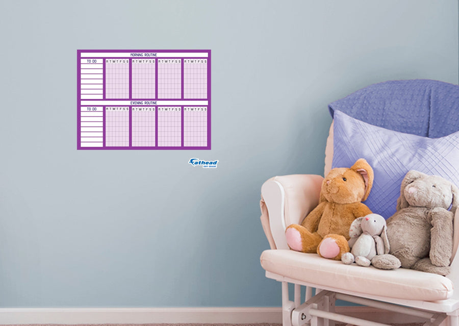 Chart:  Purple Routine Chart Dry Erase        -   Removable     Adhesive Decal