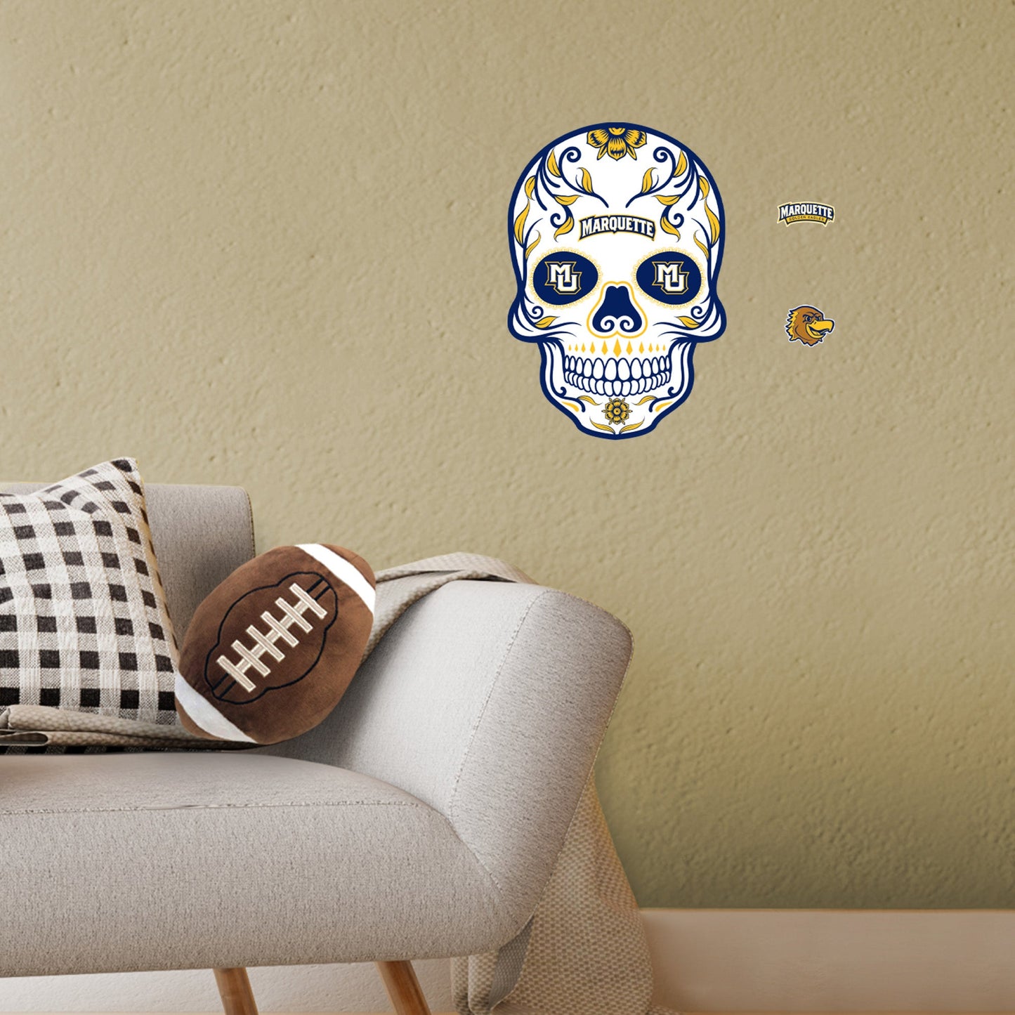 Marquette Golden Eagles - RealBig Sugar Skull Collection - Official NCAA - Reusable Vinyl Wall Decals