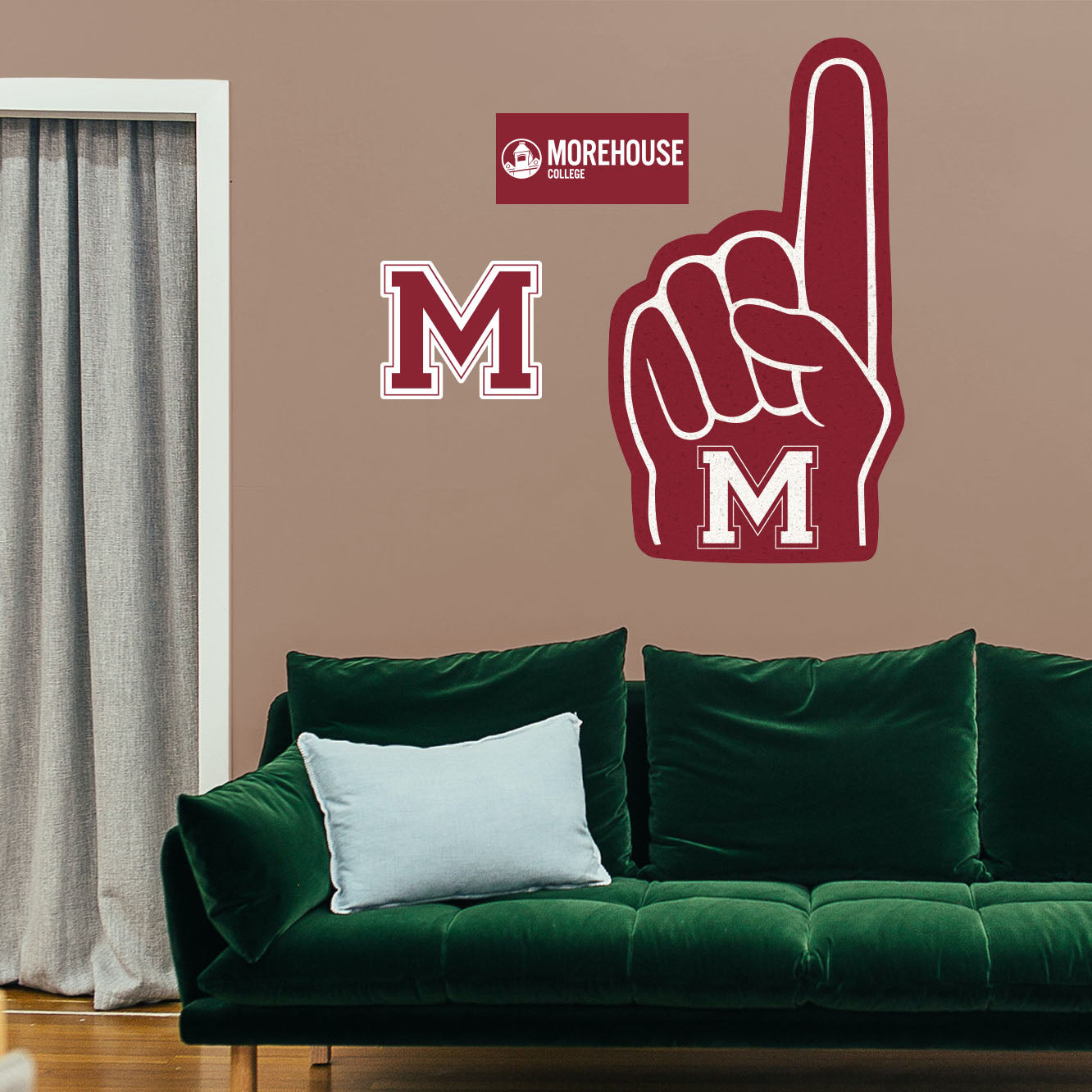 Morehouse Maroon Tigers: Foam Finger - Officially Licensed NCAA Removable Adhesive Decal