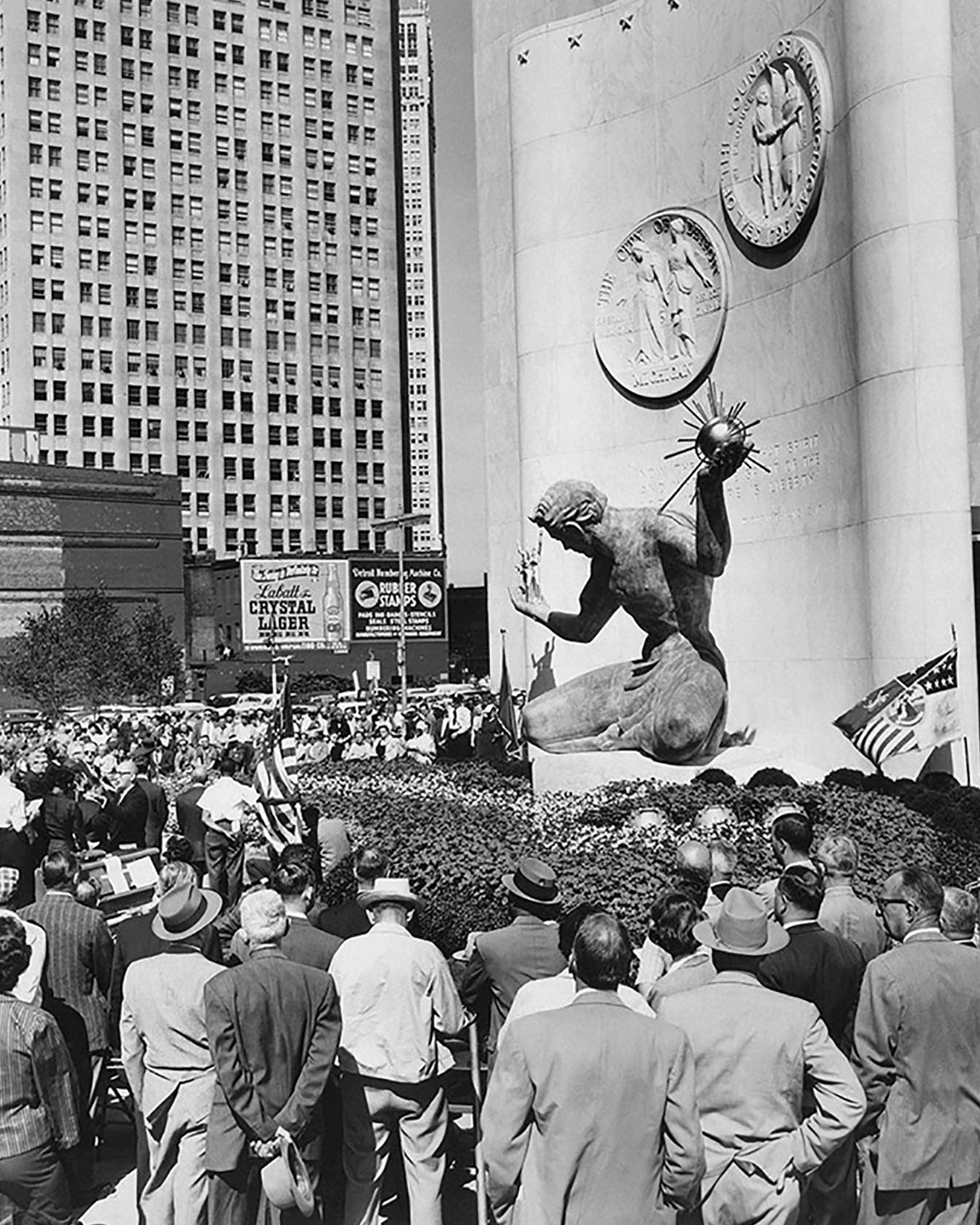 Spirit of Detroit 1958 - Officially Licensed Detroit News Framed Photo