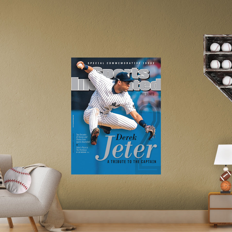 Derek Jeter - Commemorative Issue Sports Illustrated Cover - Peel & Stick Poster - Official MLB - New York Yankees - Reusable Vinyl Wall Decal