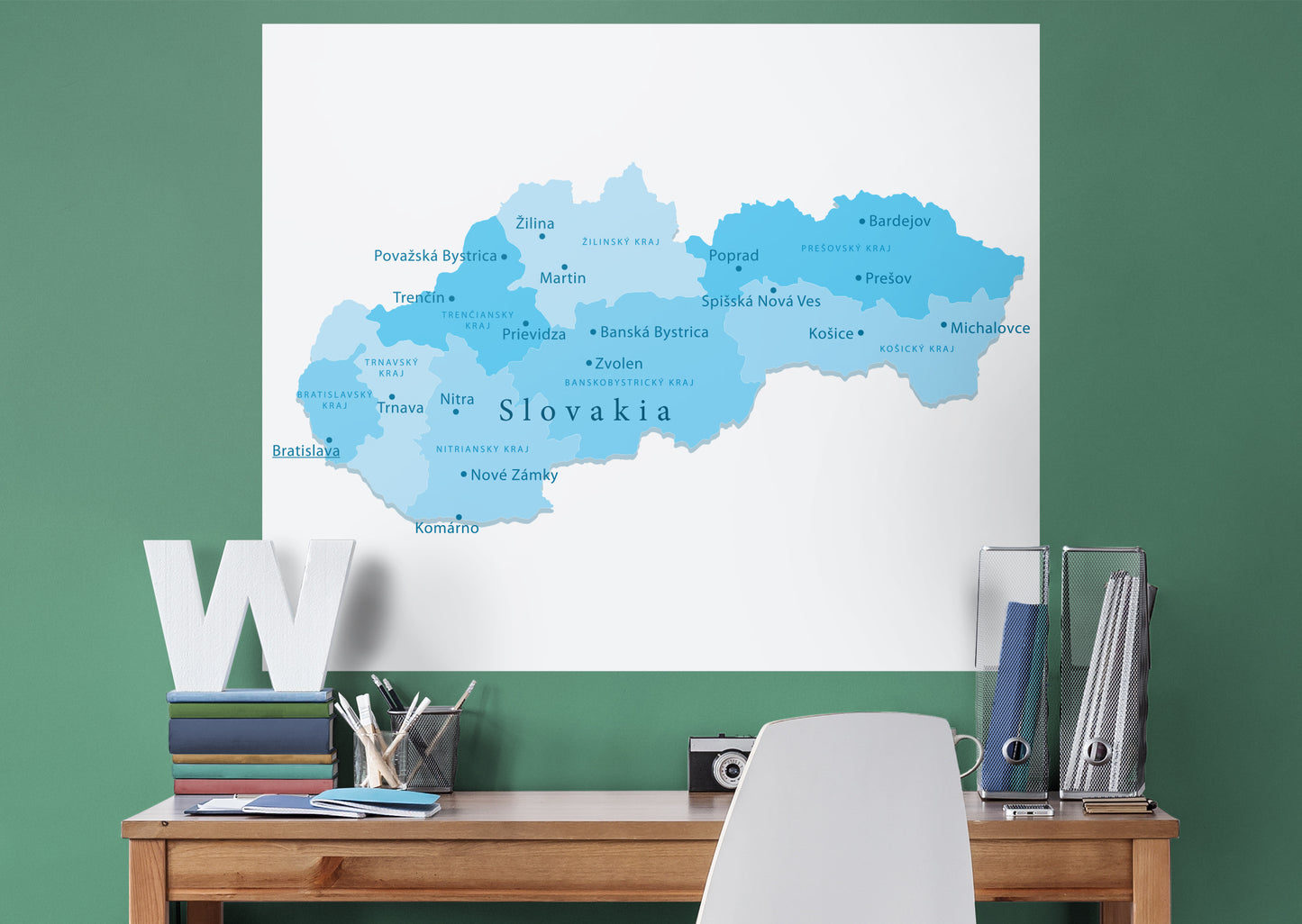 Maps of Europe: Slovakia Mural        -   Removable Wall   Adhesive Decal