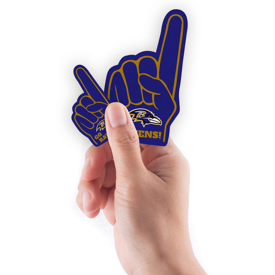 Baltimore Ravens - 4 Foam Finger Minis (Mixed Sizes) - Official NFL - Reusable Vinyl Decals