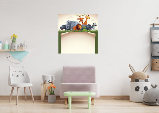 Jungle:  Happy Friends Dry Erase        -   Removable Wall   Adhesive Decal