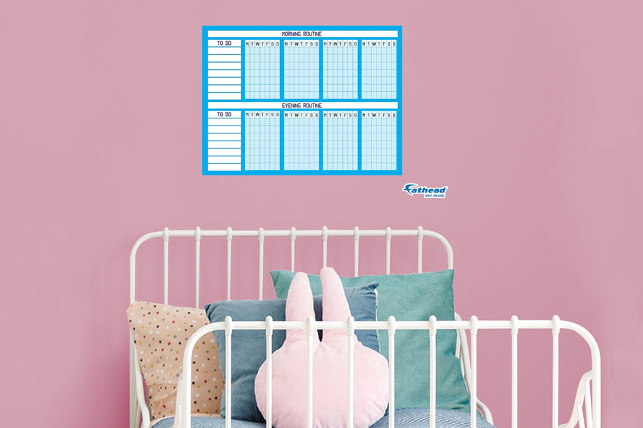 Chart:  Cyan Routine Chart Dry Erase        -   Removable     Adhesive Decal