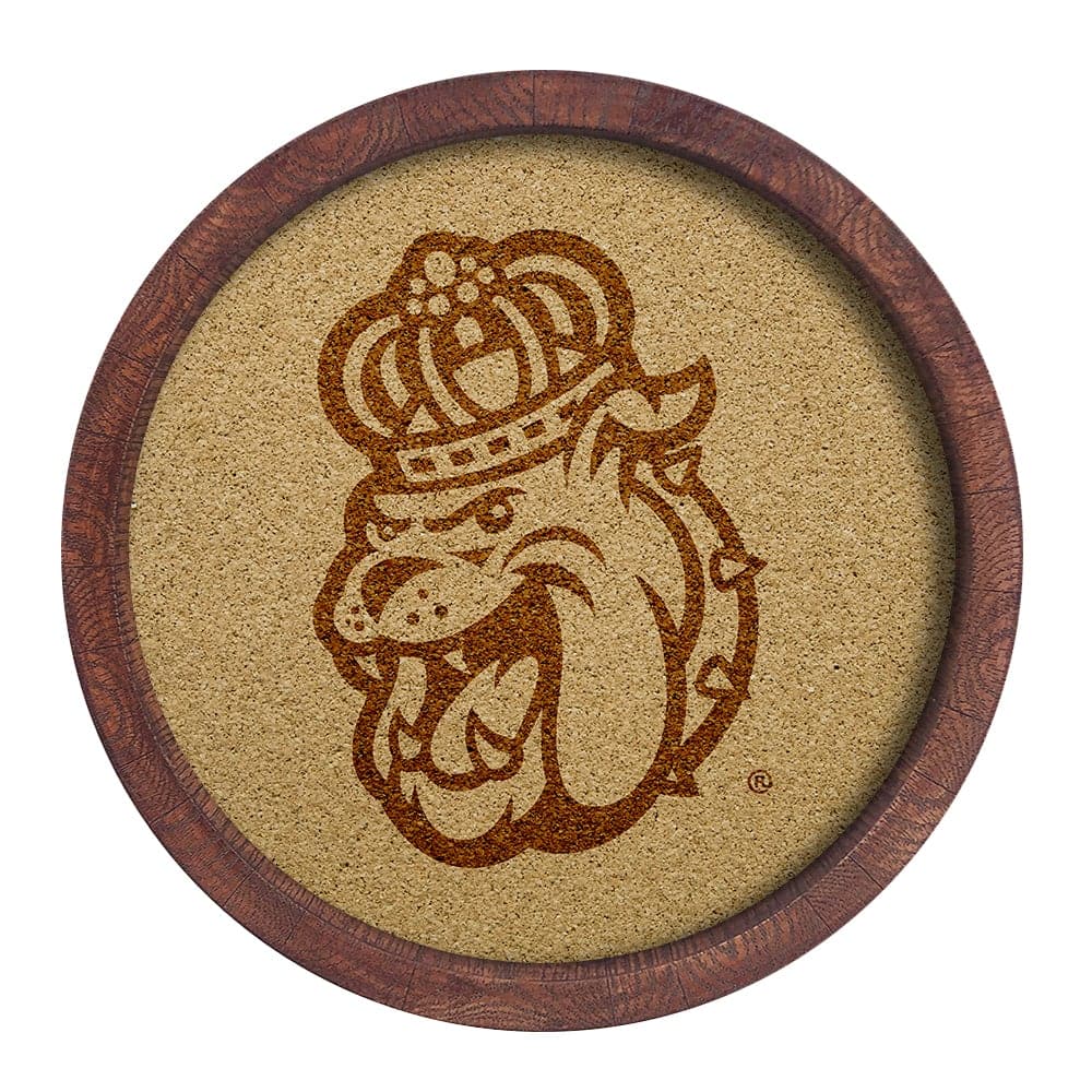 James Madison Dukes: Mascot - "Faux" Barrel Framed Cork Board - The Fan-Brand
