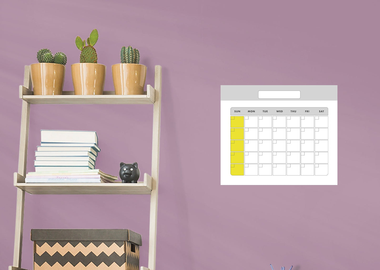 Calendars: Double Modern One Month Calendar Dry Erase - Removable Adhesive Decal