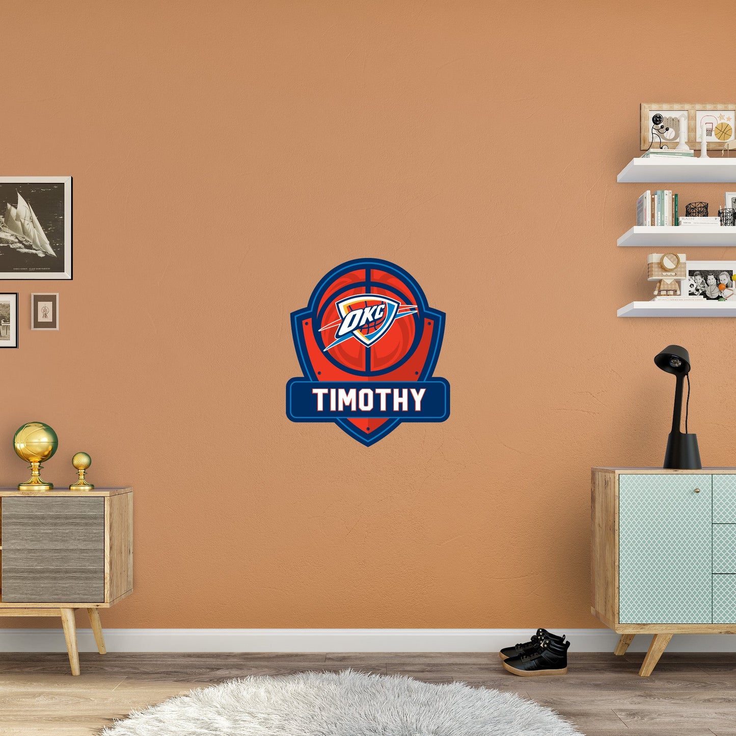 Oklahoma City Thunder: Badge Personalized Name - Officially Licensed NBA Removable Adhesive Decal