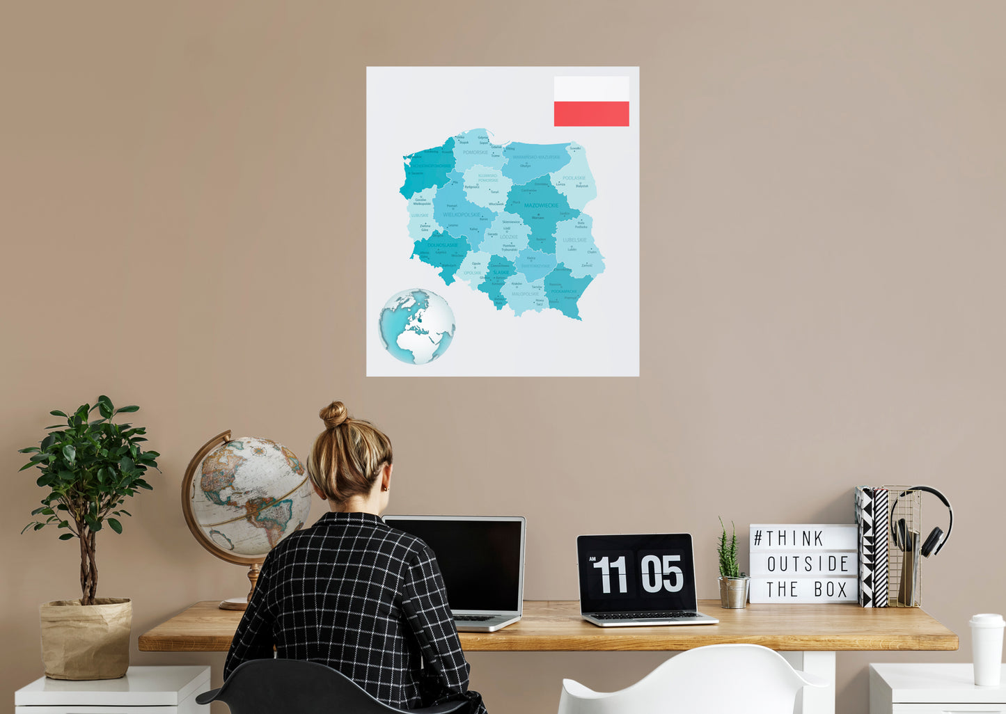 Maps of Europe: Poland Mural        -   Removable Wall   Adhesive Decal