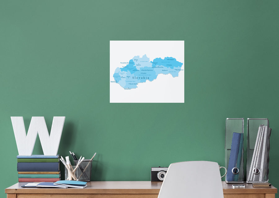 Maps of Europe: Slovakia Mural        -   Removable Wall   Adhesive Decal