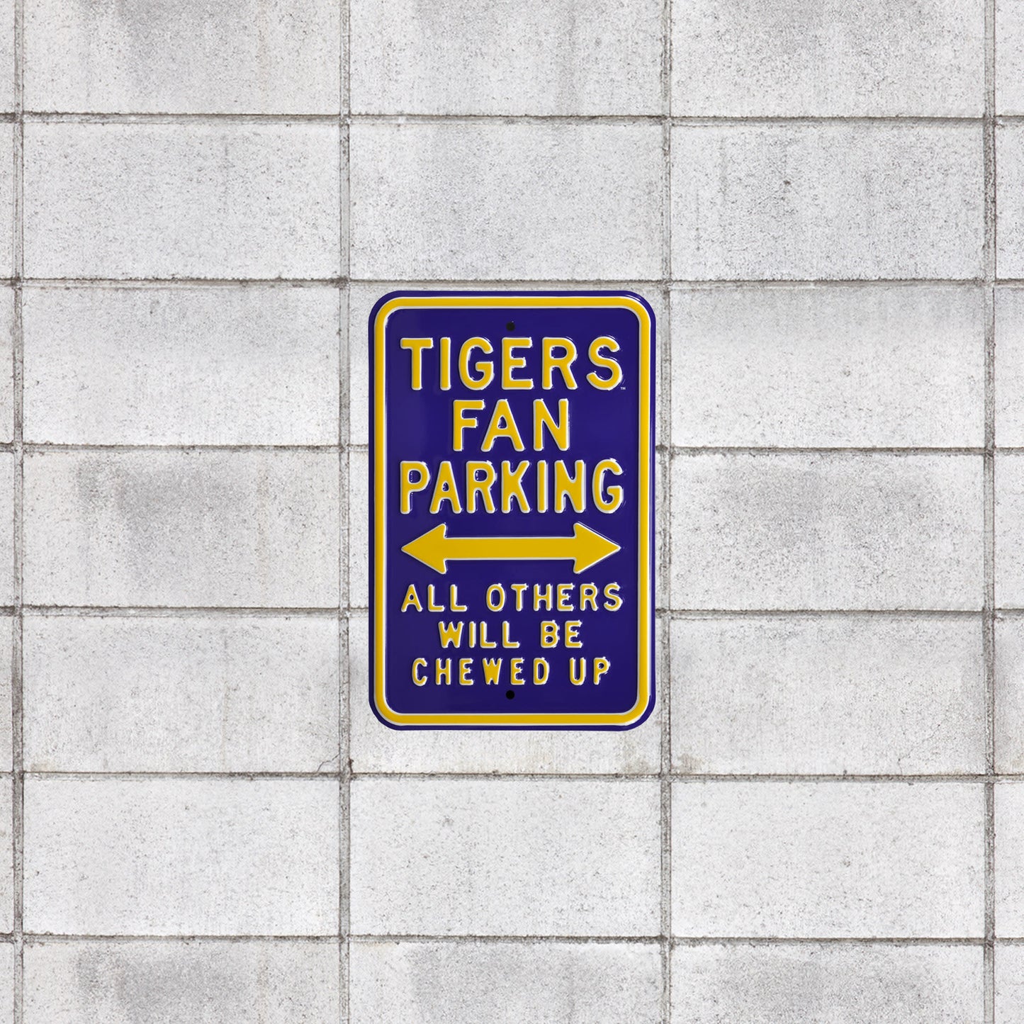 LSU Tigers: Chewed Up Parking - Officially Licensed Metal Street Sign