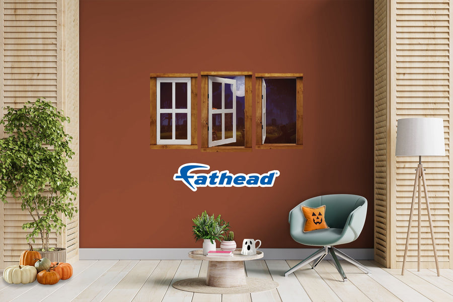Halloween:  Colorful Graveyard Icon Instant Windows        -   Removable Wall   Adhesive Decal
