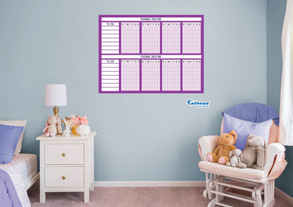 Chart:  Purple Routine Chart Dry Erase        -   Removable     Adhesive Decal