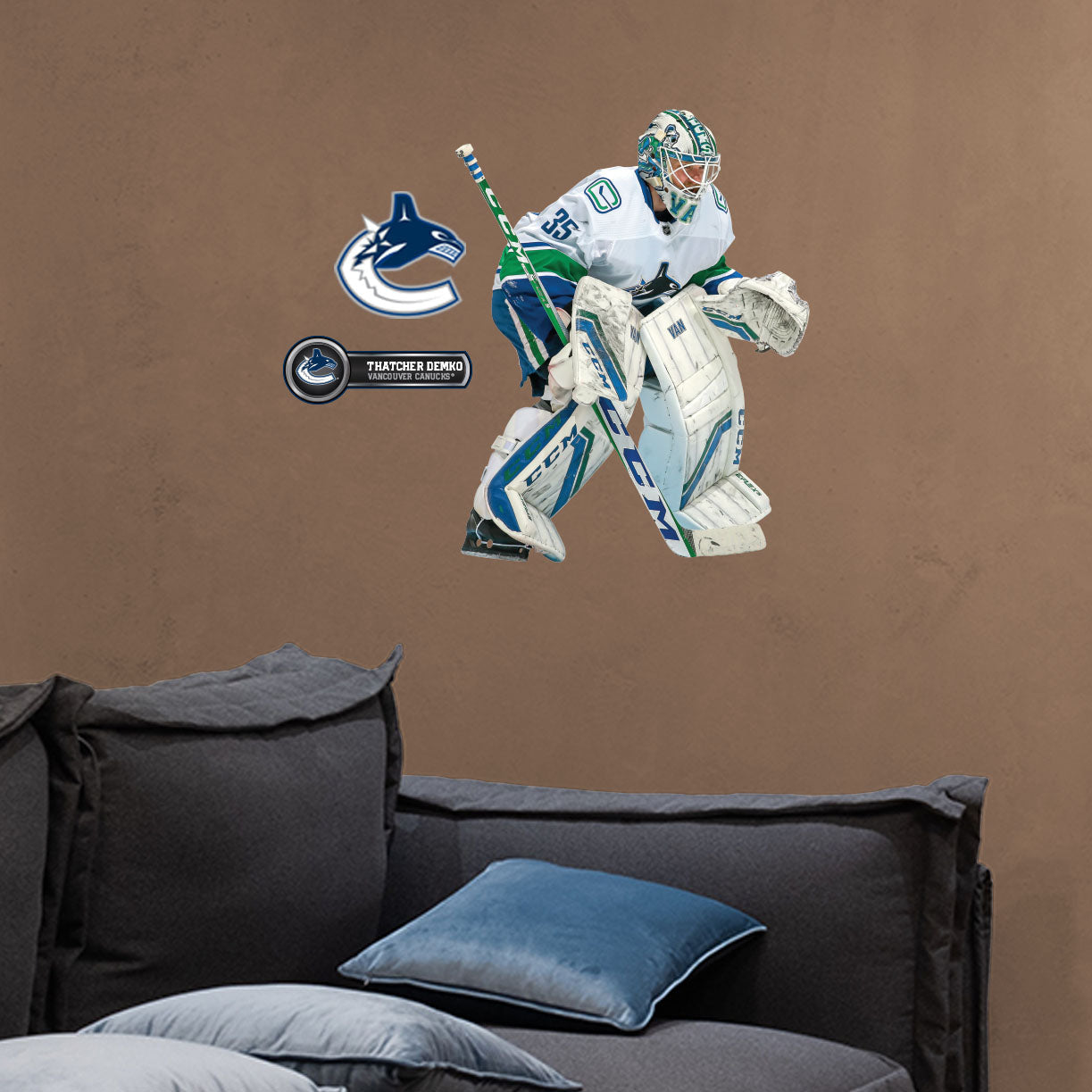 Vancouver Canucks: Thatcher Demko - Officially Licensed NHL Removable Adhesive Decal