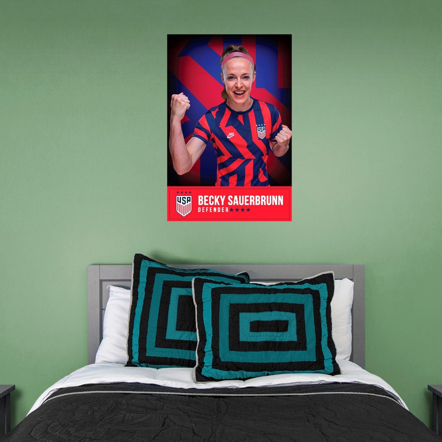 Becky Sauerbrunn Nameplate Poster - Officially Licensed USWNT Removable Adhesive Decal