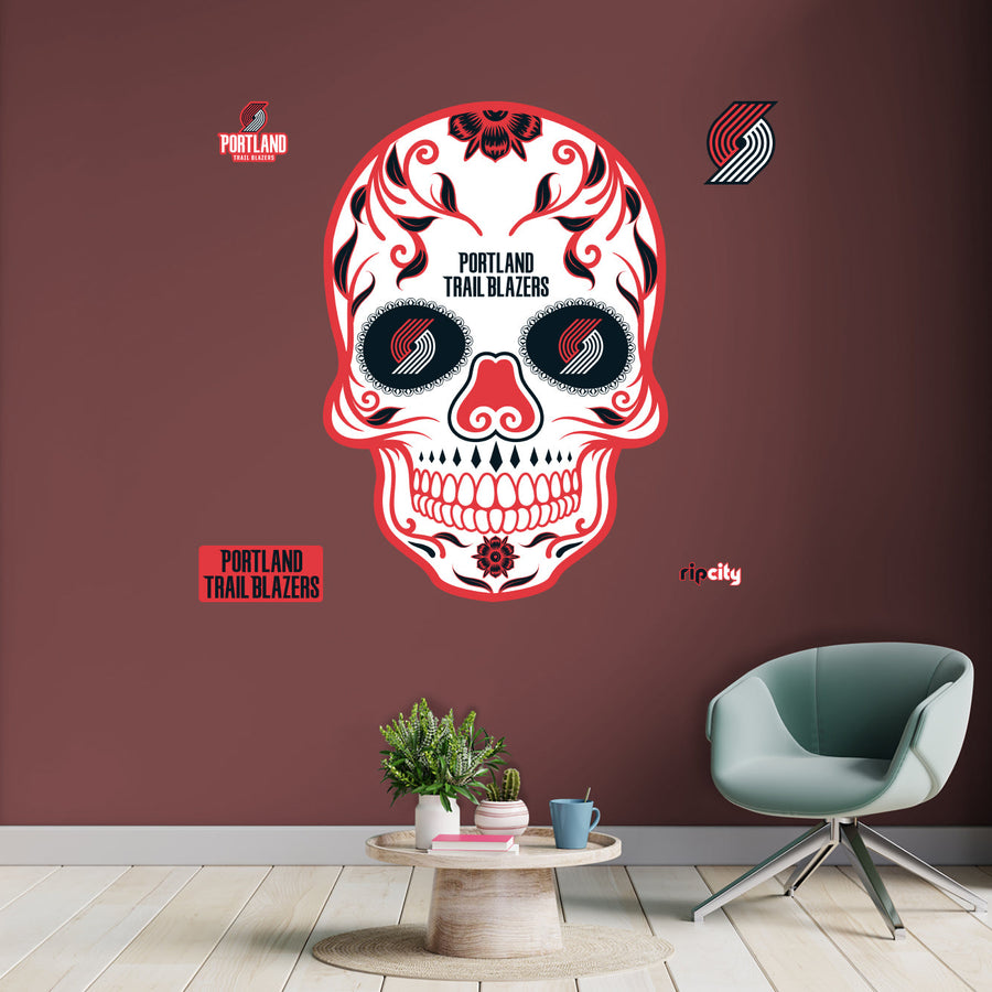 Portland Trail Blazers - RealBig Sugar Skull Collection - Official NBA - Reusable Vinyl Wall Decals