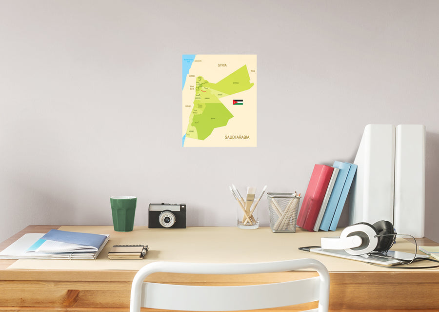 Maps of Asia: Jordan Mural        -   Removable Wall   Adhesive Decal