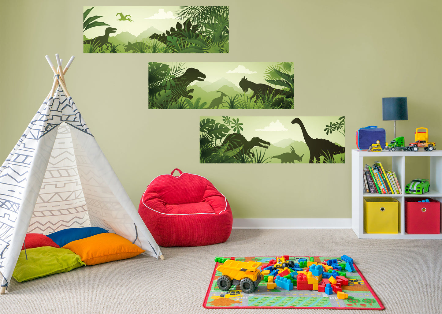 Dinosaur:  Green Dino Collection        -   Removable     Adhesive Decal