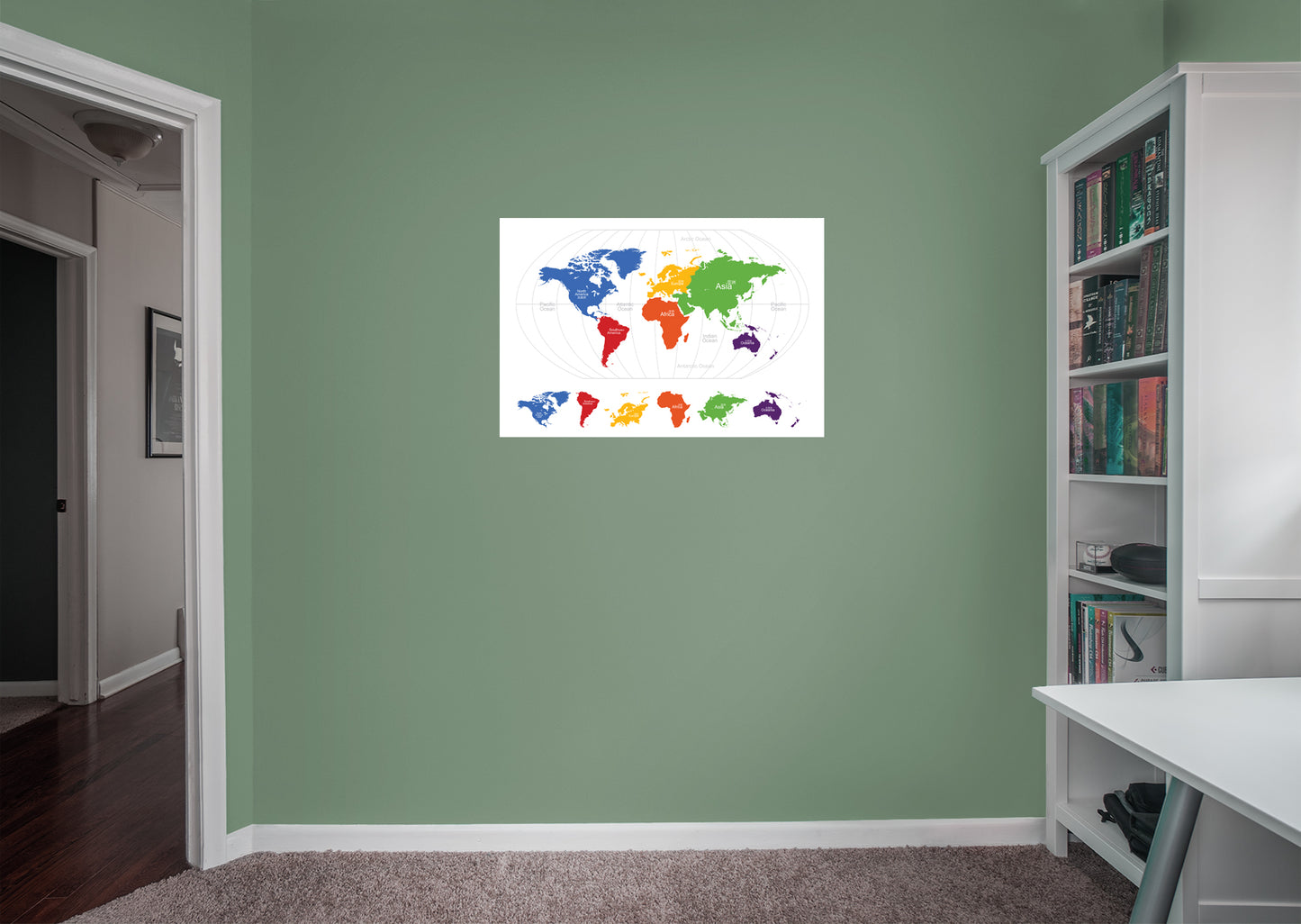 World Maps:  World Map on Globe Mural        -   Removable Wall   Adhesive Decal