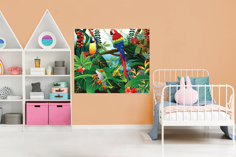 Jungle:  Color Block Mural        -   Removable Wall   Adhesive Decal