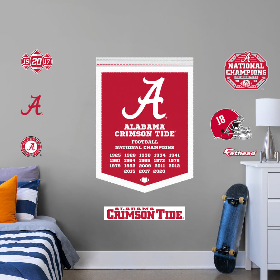 Alabama Crimson Tide - RealBig Championships Banner Collection - Official NCAA - Alabama Crimson Tide - Reusable Vinyl Wall Decals