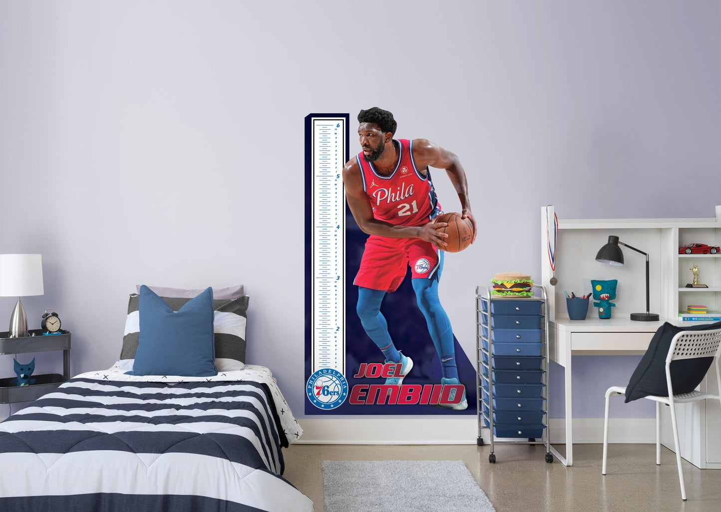 Philadelphia 76ers: Joel Embiid Growth Chart - Officially Licensed NBA Removable Adhesive Decal