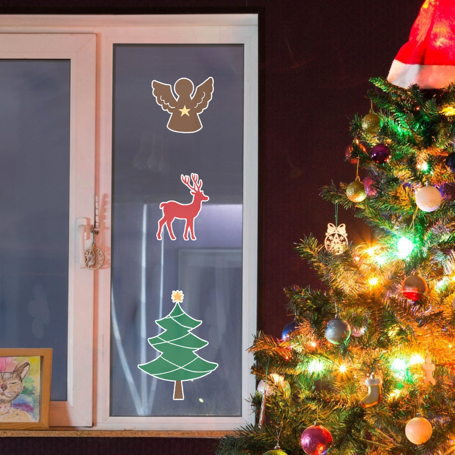 Christmas: Christmas Joy Window Clings - Removable Window Static Decal