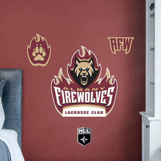 Albany FireWolves:   Logo        - Officially Licensed NLL Removable     Adhesive Decal