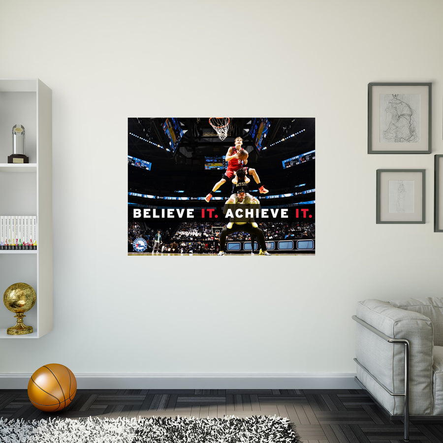 Mac McClung Dunk - Motivational - Peel & Stick Poster - Official NBA - Philadelphia 76ers - Reusable Vinyl Wall Decal