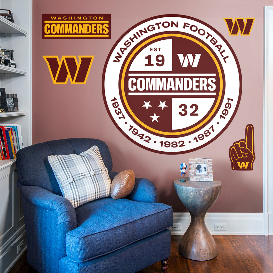 Washington Commanders - RealBig Alternate Logo Collection - Official NFL - Reusable Vinyl Wall Decals