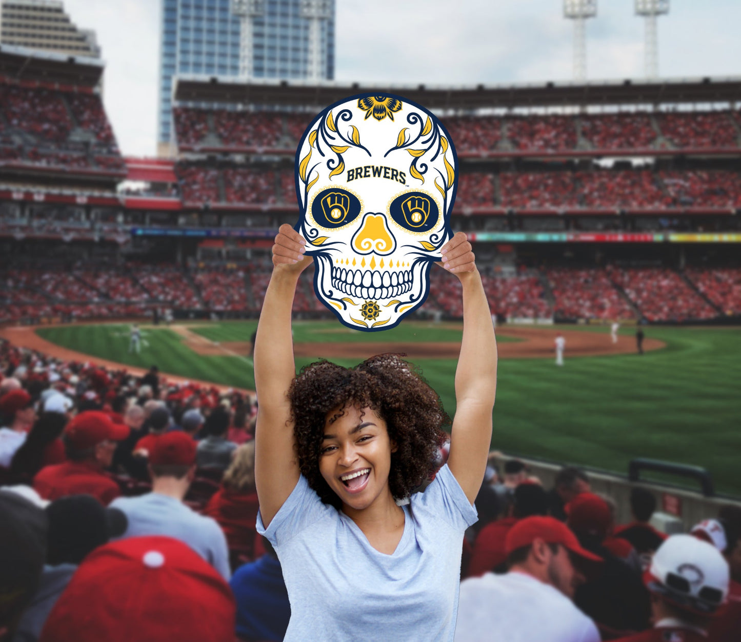 Milwaukee Brewers: Skull Foam Core Cutout - Officially Licensed MLB Big Head