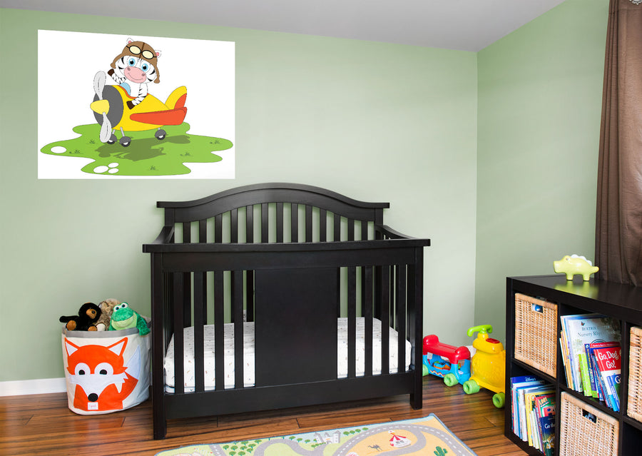 Nursery: Planes Zebra Mural        -   Removable Wall   Adhesive Decal
