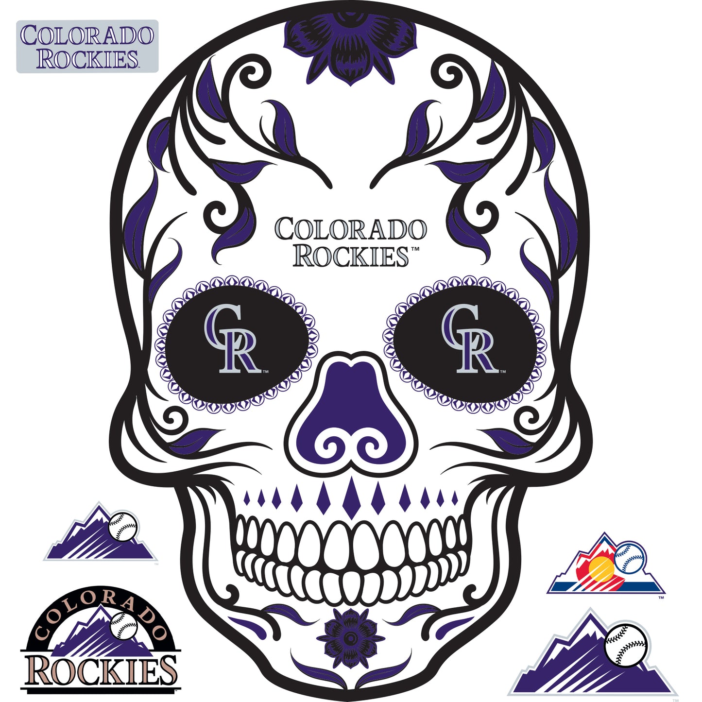 Colorado Rockies: 2022 Skull Outdoor Logo - Officially Licensed