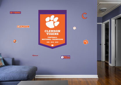 Clemson Tigers: Clemson Tigers 2021 Football Championships Banner        - Officially Licensed NCAA Removable Wall   Adhesive Decal