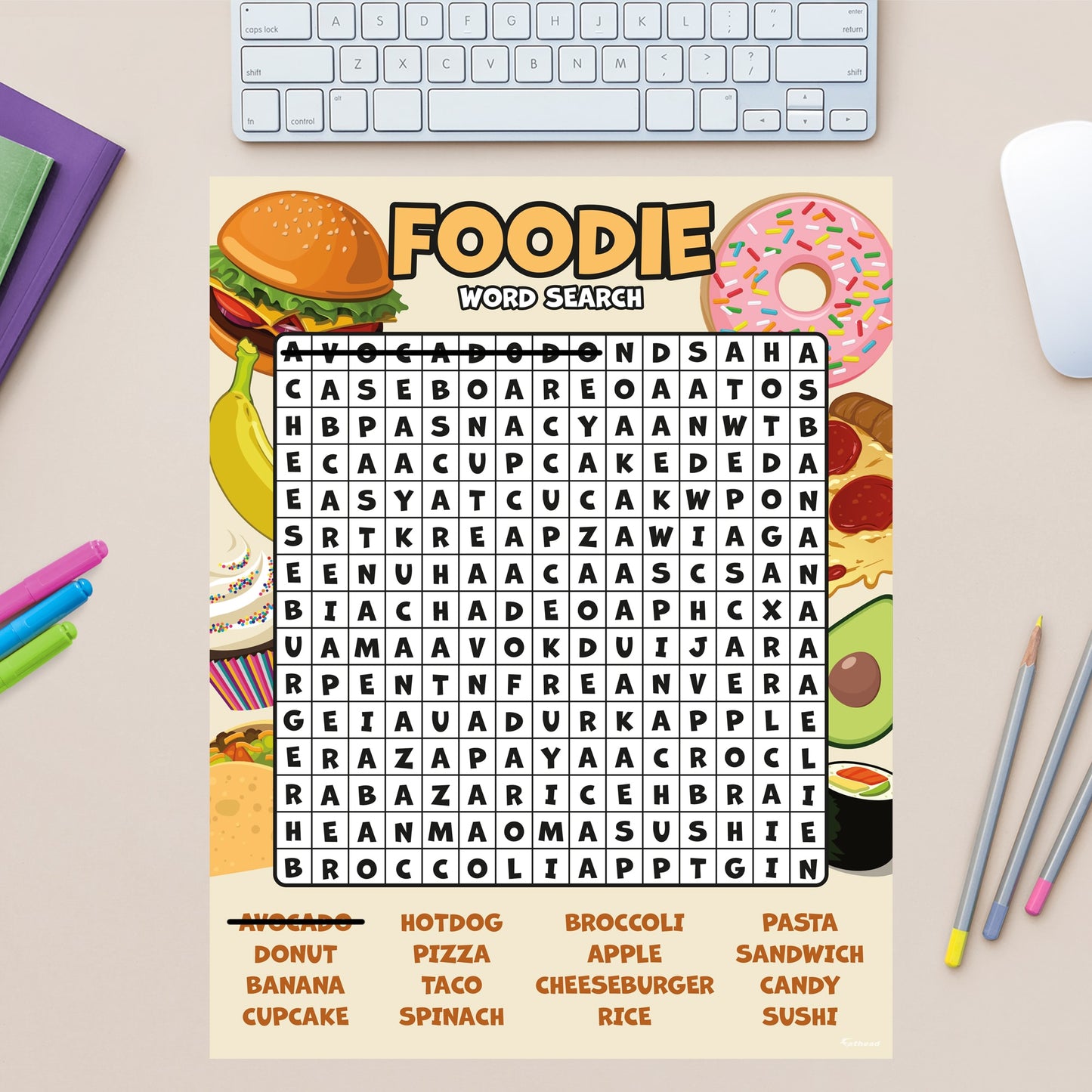 Word Search: Food - Removable Dry Erase Vinyl Decal