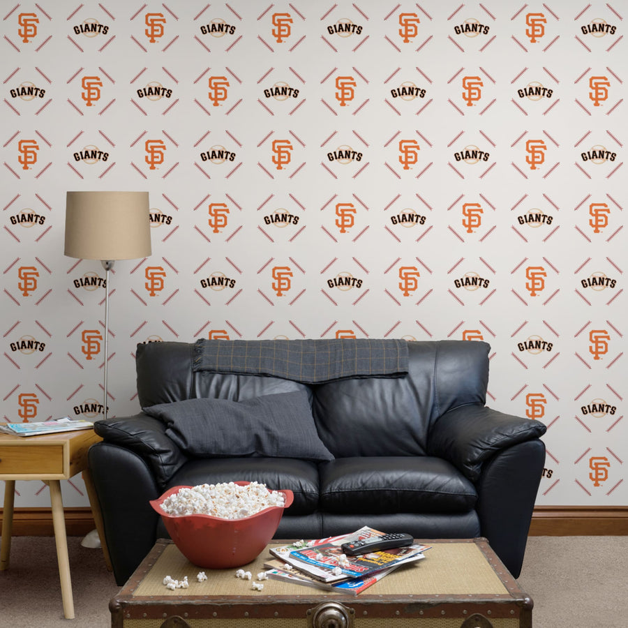 San Francisco Giants - Stitch Pattern - Peel & Stick Wallpaper - Official MLB - Reusable Vinyl Wall Decals