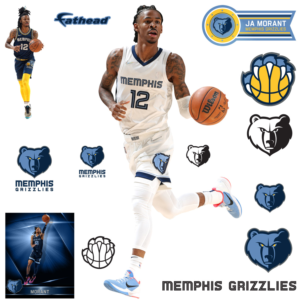 Ja+Morant+Memphis+Grizzlies+NBA+Jersey+Size+L+Printed+logos+and+