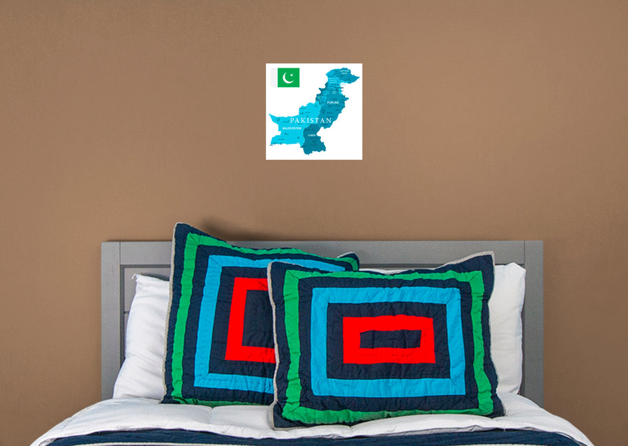 Maps of Asia: Pakistan Mural        -   Removable Wall   Adhesive Decal