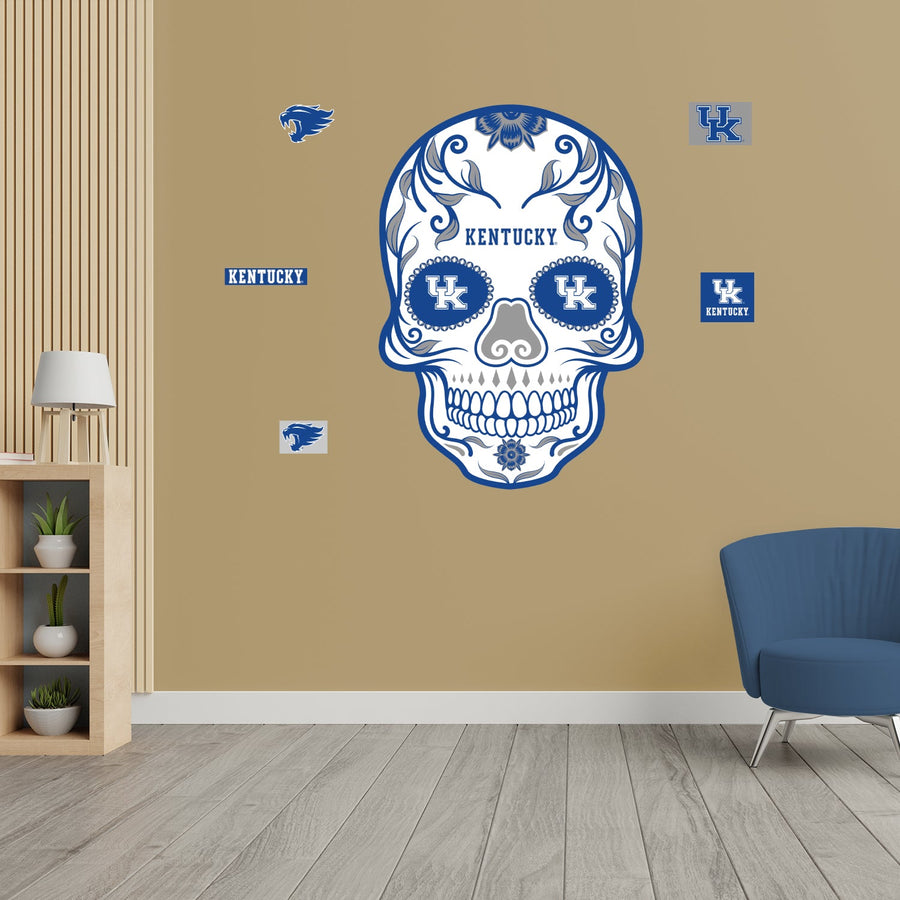 Kentucky Wildcats - RealBig Sugar Skull Collection - Official NCAA - Reusable Vinyl Wall Decals