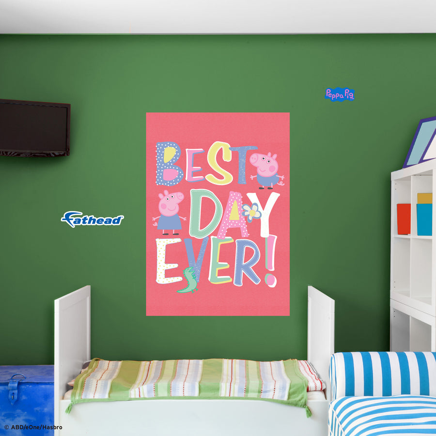 Peppa Pig - "Best Day Ever" - Peel & Stick Poster - Official Hasbro - Reusable Vinyl Wall Decal