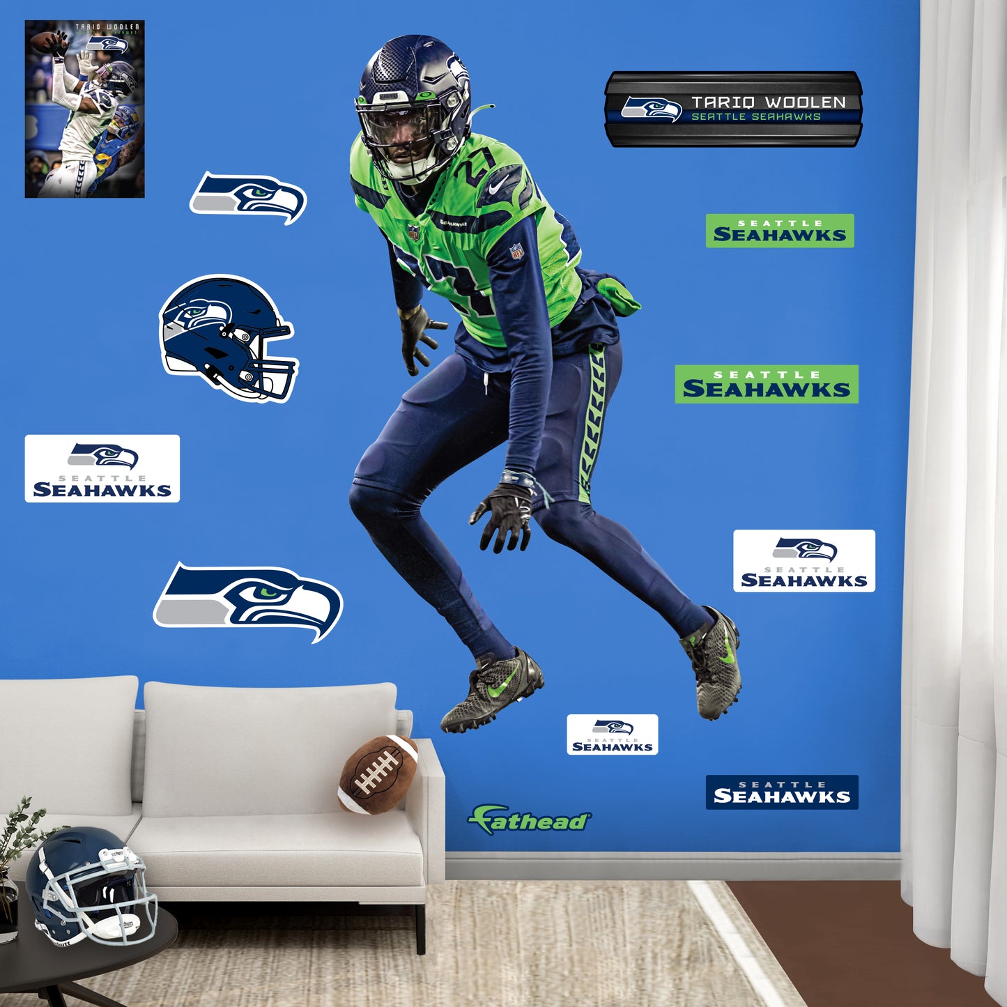 Seattle Seahawks: Tariq Woolen 2023        - Officially Licensed NFL Removable     Adhesive Decal