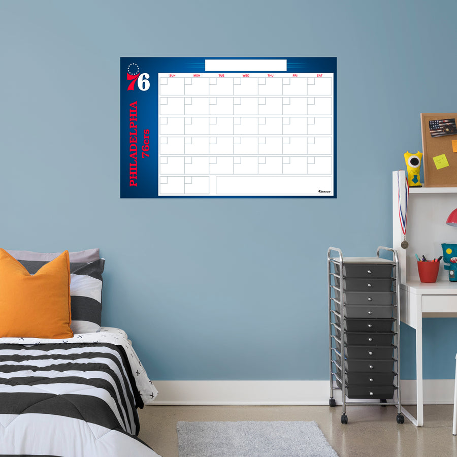 Philadelphia 76ers - Dry Erase Calendar - Official NBA - Reusable Vinyl Wall Decal