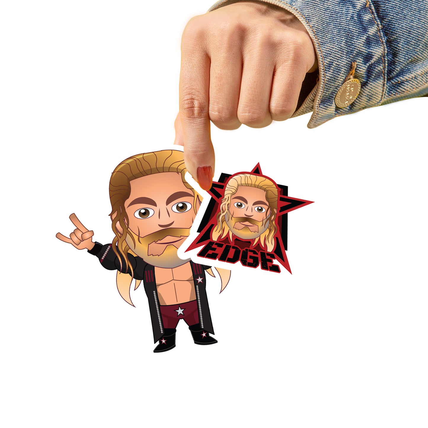 Sheet of 5 -Edge Minis        - Officially Licensed WWE Removable     Adhesive Decal