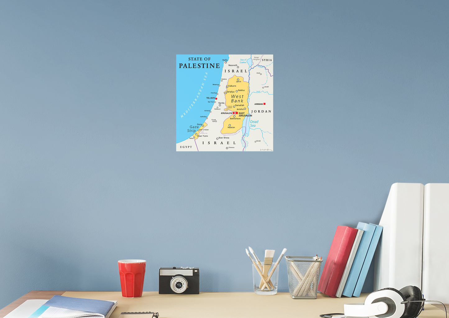 Maps of Asia: Palestine Mural        -   Removable Wall   Adhesive Decal