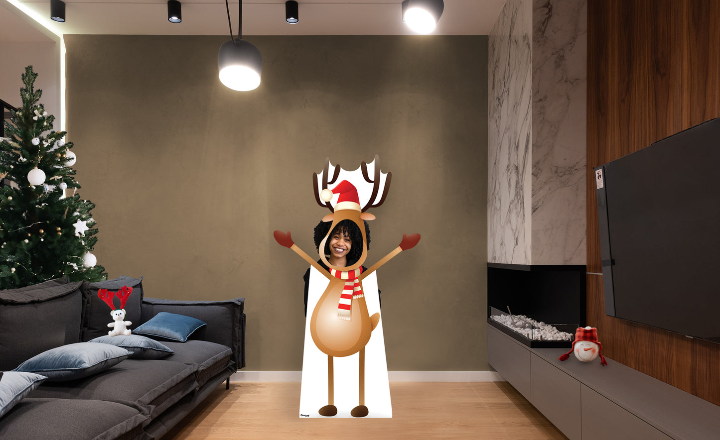 Christmas: Happy Reindeer Life-Size   Foam Core Cutout  -      Stand Out