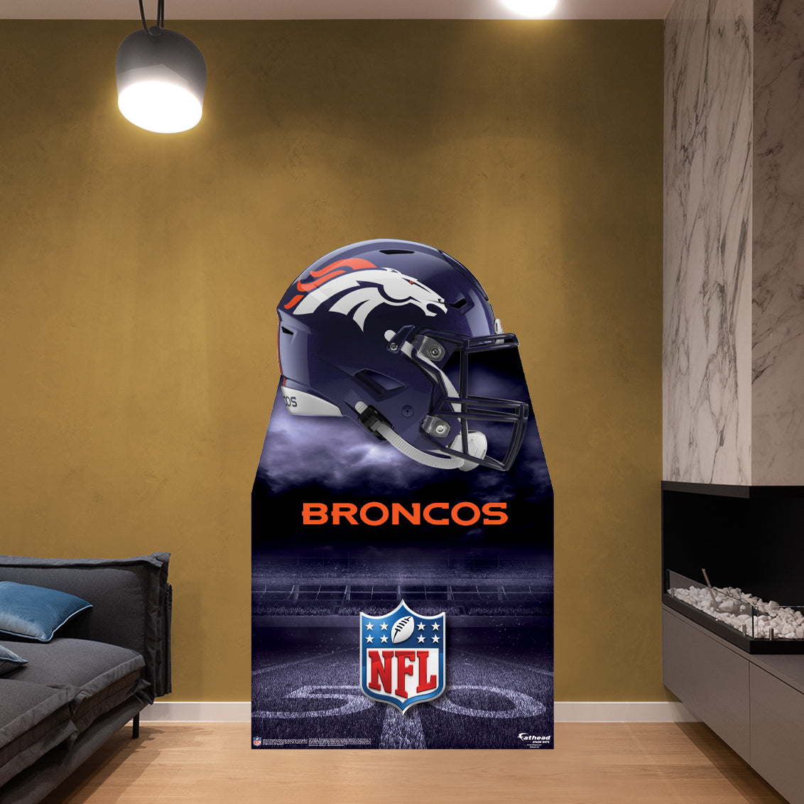 Denver Broncos:   Helmet  Life-Size   Foam Core Cutout  - Officially Licensed NFL    Stand Out